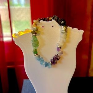 Inspired by me. Hand crafted chakra bracelet w genuine gemstones. Size 7.5 in.